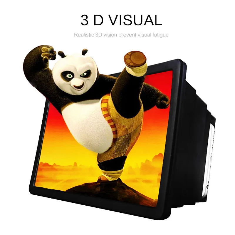 Pratiq'den mobil video büyütücü masaüstü tutucu üzerinde animasyonlu pandanın 3D görsel gösterimi